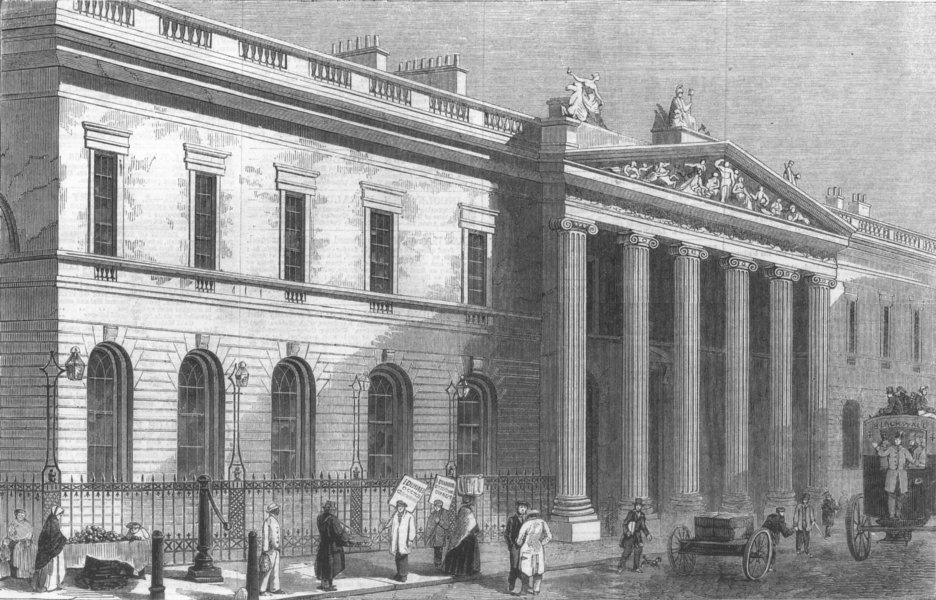 LONDON. East India House, Leadenhall-Street, antique print, 1861