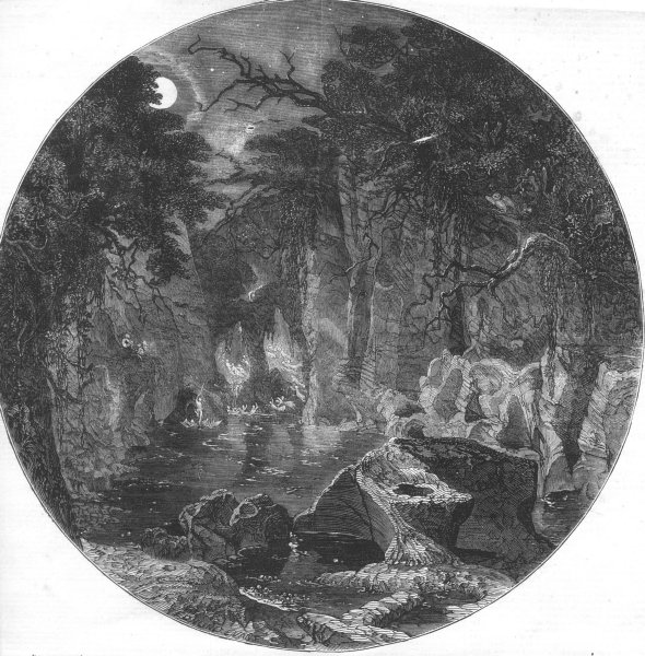 Associate Product WALES. Fairies Glen, Conway-Midsummer Night, antique print, 1855