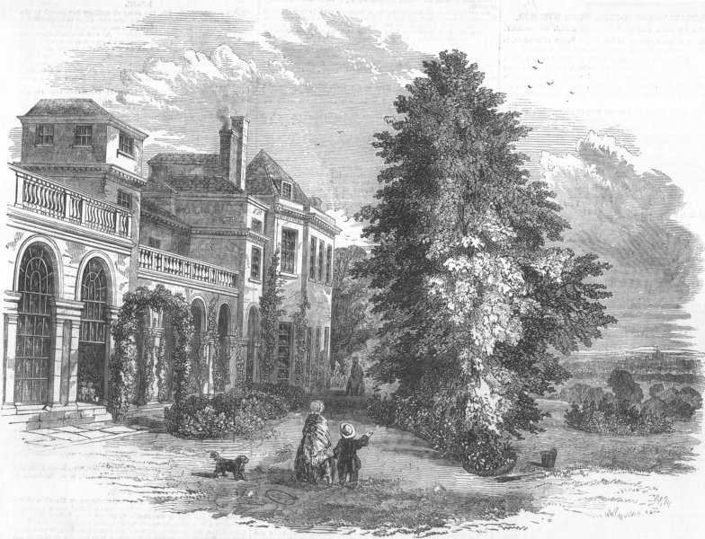 BERKS. St Leonards-on-Hill, nr Windsor, House of Earl, antique print, 1852