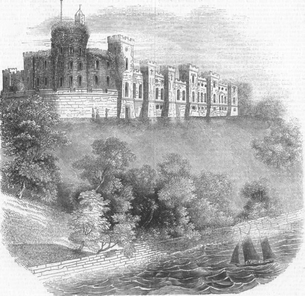 ISLE OF WIGHT Norris Castle, antique print, 1844