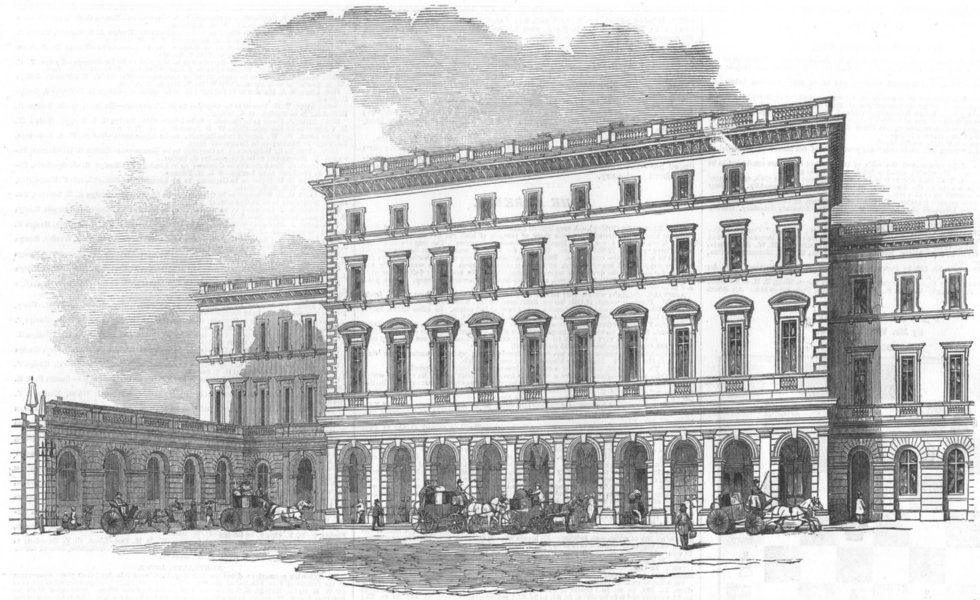 Associate Product WARCS. Front of new Central Station, Birmingham, antique print, 1854