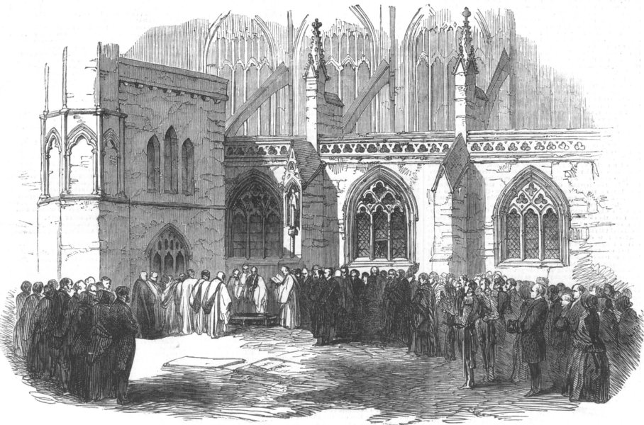 Associate Product STAFFS. Funeral at Lichfield Cathedral, antique print, 1854
