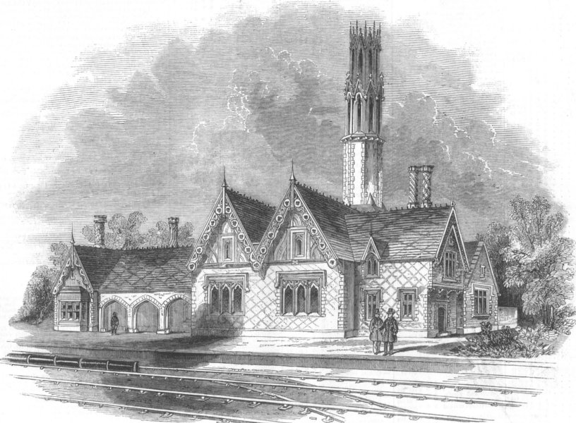 Associate Product SURREY. Atmospheric Station-Croydon & Epsom Line, antique print, 1845