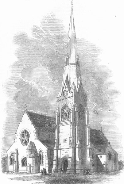 Associate Product LONDON. The new Church of St Mary, at Spring-Grove, antique print, 1856