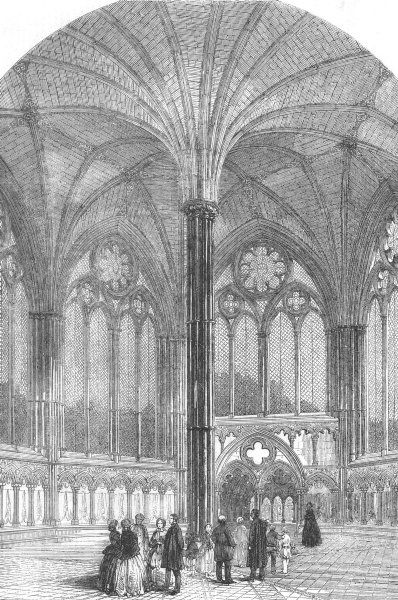 Associate Product WILTS. Chapter House, Salisbury Cathedral, restored, antique print, 1856