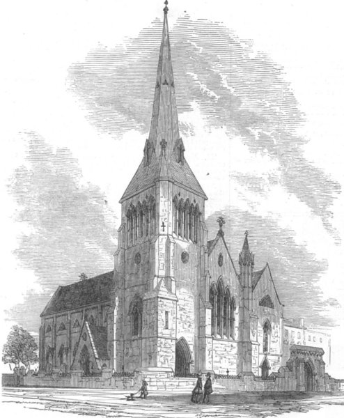 LONDON. Church of St Mark, Albert Rd, Regents Park, antique print, 1853