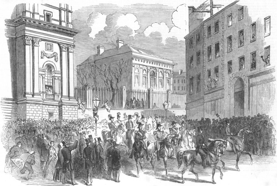 Associate Product IRELAND. parade. Grafton St to College Green, Dublin, antique print, 1853