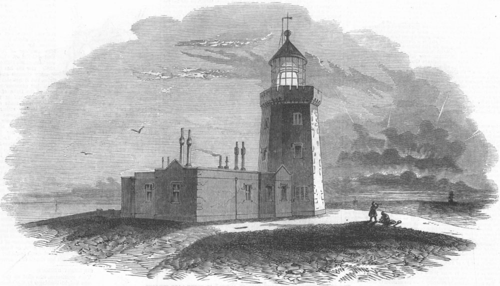 KENT. The upper South Foreland lighthouse, antique print, 1846