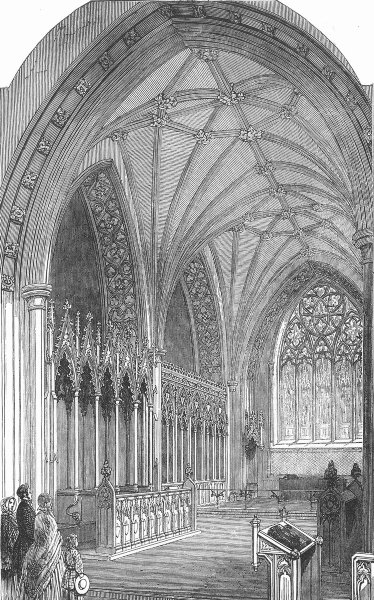 Associate Product WORCS. Interior of the new Church at Charlecote, antique print, 1853