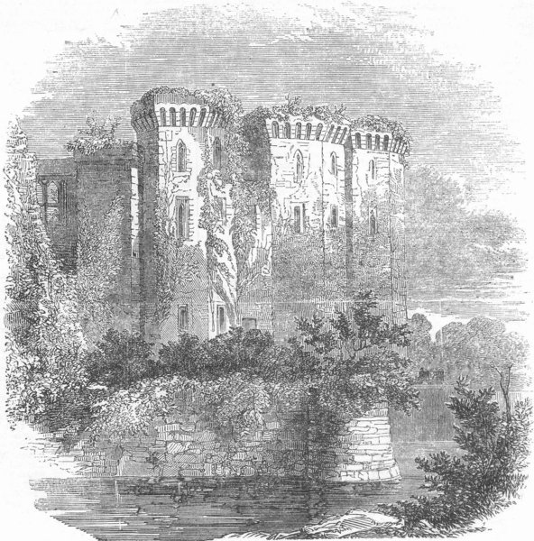 Associate Product WALES. Raglan Castle, Abergavenny Rd into Wales, antique print, 1853