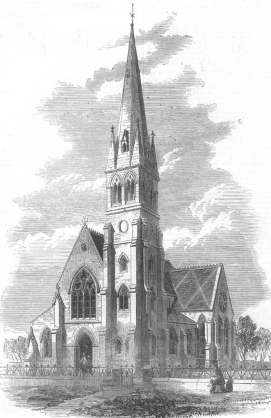 Associate Product YORKS. St Oswald's Church, Fulford, Yorkshire, antique print, 1868