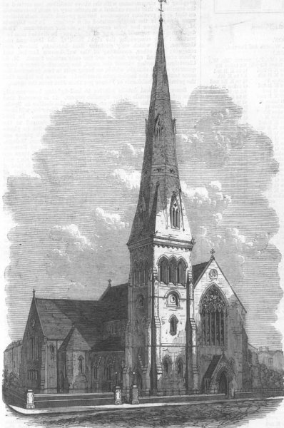 Associate Product SOUTH KENSINGTON. St Peter's Church, Onslow Gardens, antique print, 1868