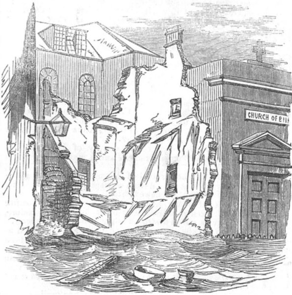 Associate Product IRELAND. Ruins of fallen house, Fishamble Lane, Cork, antique print, 1853