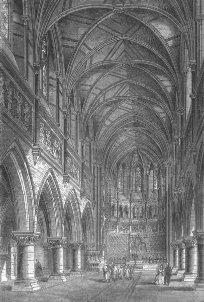 Associate Product LONDON. New Church of St Peter, Vauxhall Gdns, antique print, 1864