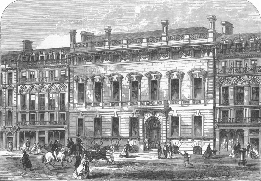 LONDON. Garrick Club, King-Street, Covent-Garden, antique print, 1864