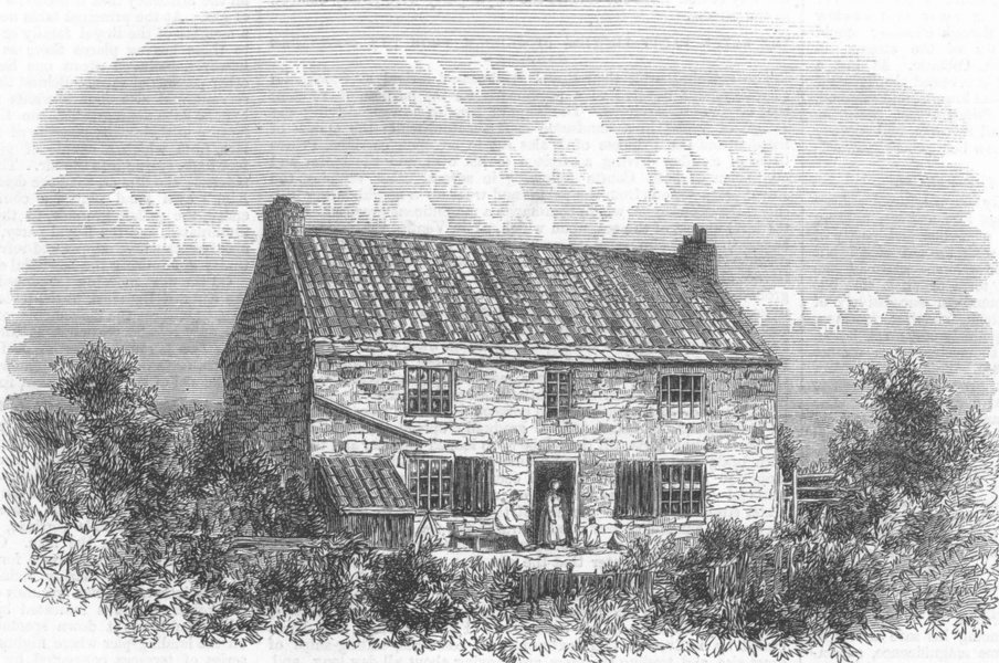 Associate Product NORTHUMBS. George Stephenson's birthplace, Wylam, antique print, 1864