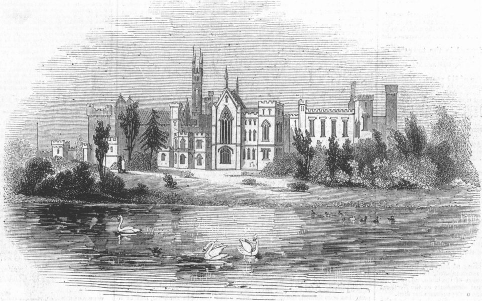 STAFFS. Alton Towers, Earl of Shrewsbury, antique print, 1844