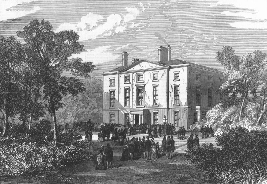 LANCS. Newsham House, antique print, 1874