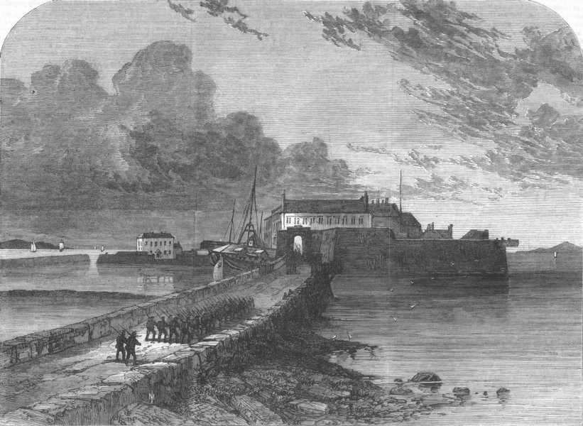 Associate Product IRELAND. Fenians. Pigeon-House Fort, Dublin Bay, antique print, 1866