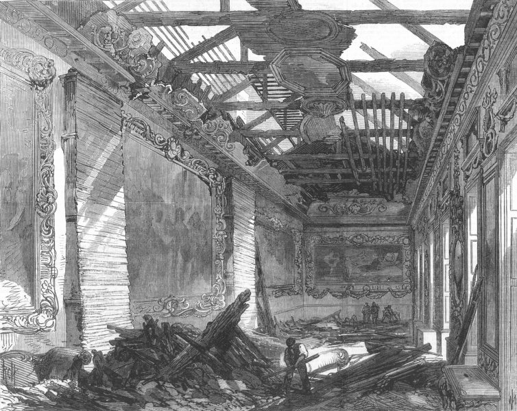 LONDON. Ball-Room, Northumberland House, Strand, antique print, 1868