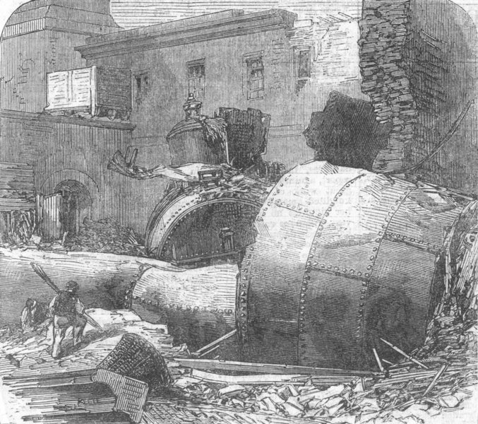 Associate Product KENT. Remains of boiler, Chatham dockyard, antique print, 1866