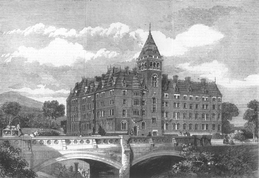 Associate Product WORCESTERSHIRE. The Imperial Hotel at Great Malvern, antique print, 1862