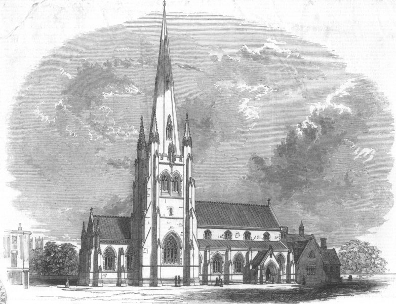 Associate Product LONDON. St Stephen's Church, Westminster, antique print, 1847