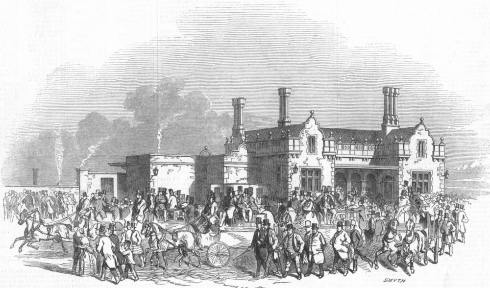 Associate Product NORTHANTS. The Railway Station at Northampton, antique print, 1847