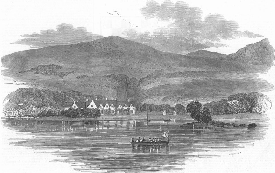Associate Product SCOTLAND. Ardverikie Lodge, from the Loch, antique print, 1847
