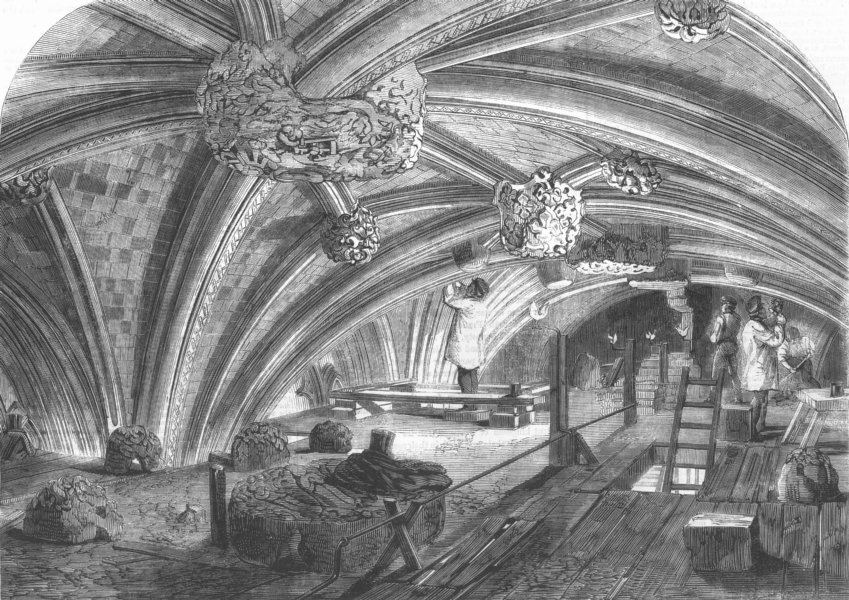Associate Product LONDON. The Crypt, St Stephen's Chapel, Westminster, antique print, 1859