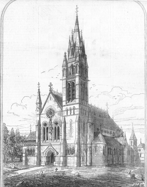 Associate Product IRELAND. St Colman's Cathedral, Dromore, Co Down, antique print, 1873