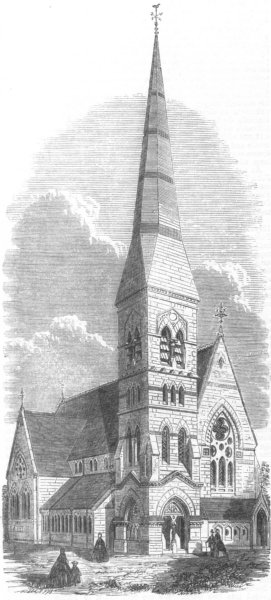 Associate Product SURREY. St Andrews(ex all saints) Church, Camberwell, antique print, 1866