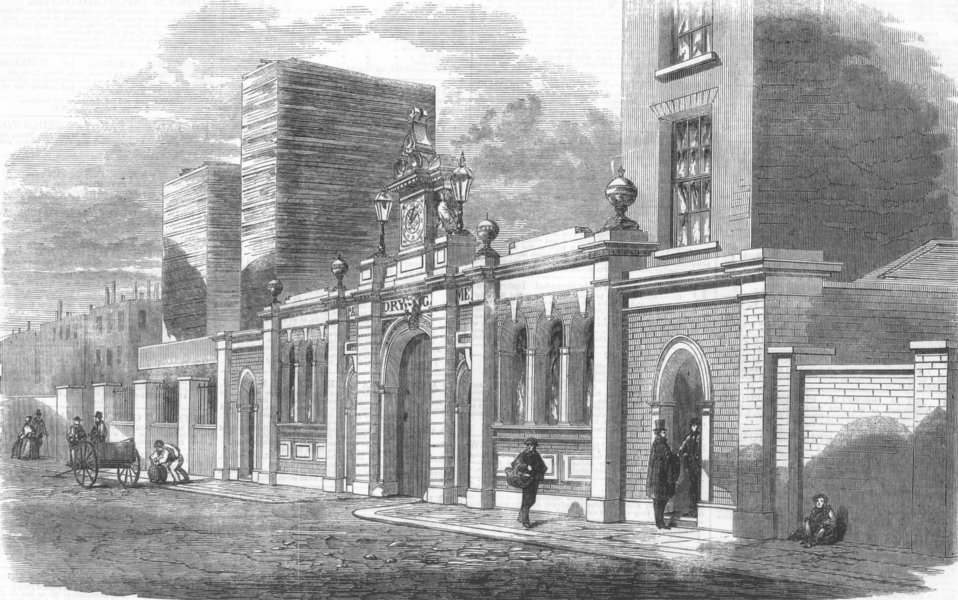 Associate Product LONDON. Crolls dry gas-meter works, Kingsland Rd, antique print, 1859