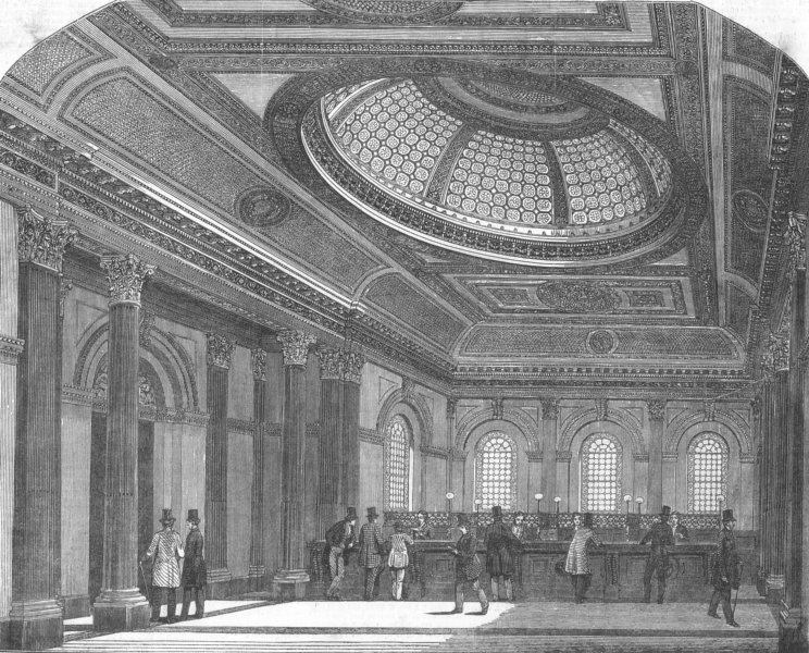 Associate Product SCOTLAND. The Telling-Room-National Bank, Glasgow, antique print, 1849