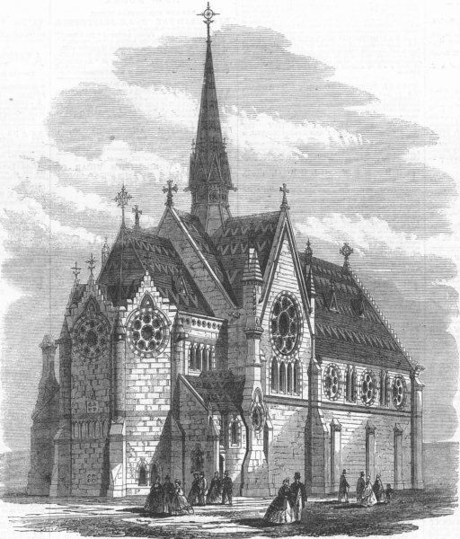 Associate Product SCOTLAND. St Mary's church, Carden-Place, Aberdeen, antique print, 1864