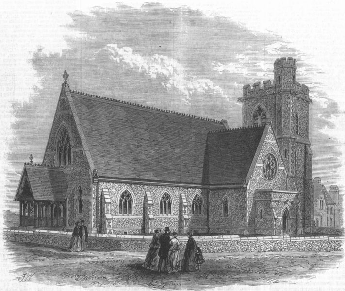 Associate Product BERKS. All Saints' Church, Bray Wood, Windsor Forest, antique print, 1867