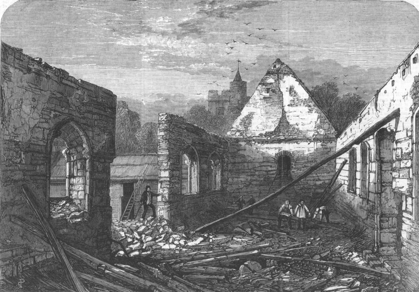 Associate Product KENT. Ruins of Court-Lodge farm, Chillingham, antique print, 1867