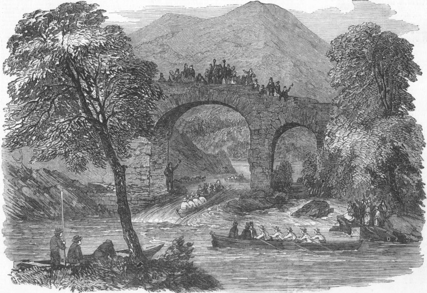 Associate Product IRELAND. Lord-Lt, Killarney at Weir Bridge, antique print, 1849
