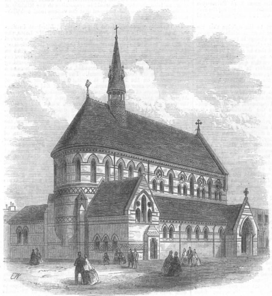 LONDON. St Saviour's Church, Hoxton, antique print, 1868