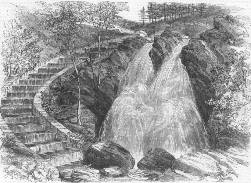 Associate Product NORTHUMBS. Salmon-Stairs, antique print, 1862