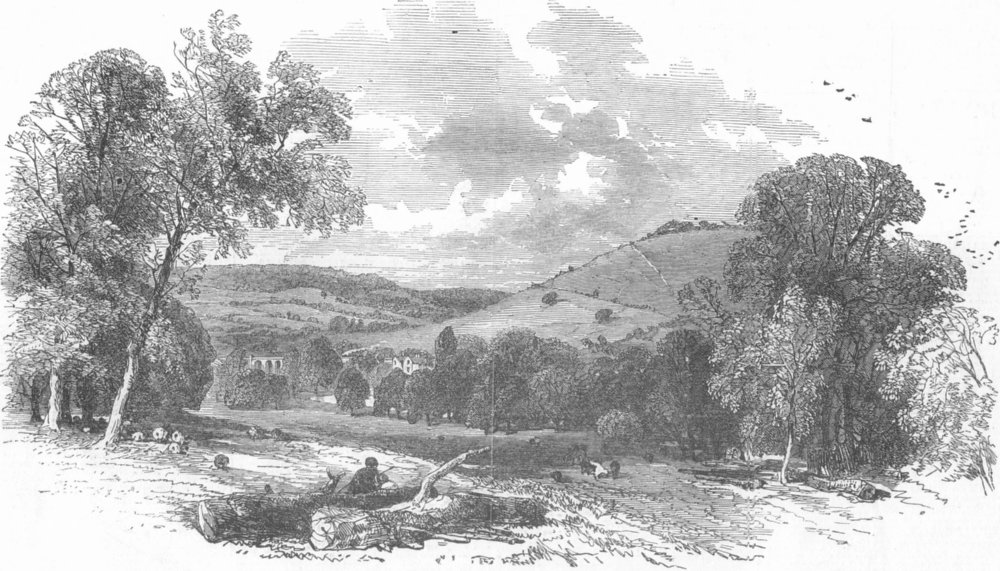 Associate Product SURREY. Guildford-Reigate Rlwy-from Betchworth Park, antique print, 1849