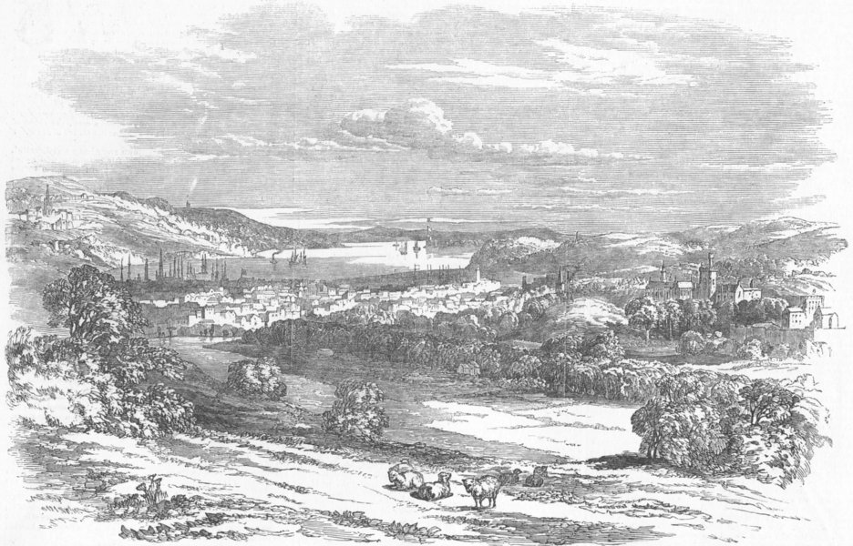 Associate Product IRELAND. View of Cork from Lundayswell-Hill, antique print, 1849