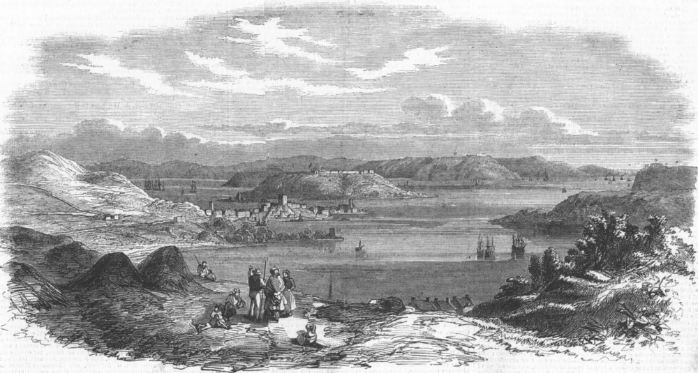 IRELAND. Cork Harbour, from old Monkstown-Road, antique print, 1849