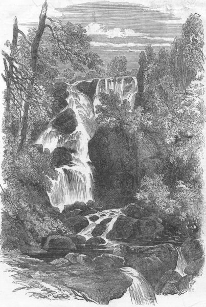 Associate Product IRELAND. Torc Cascade, Killarney, antique print, 1849