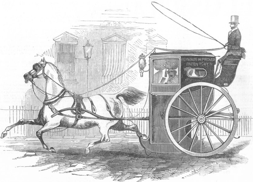 Associate Product HORSES. Reynoldss improved patent safety cab, antique print, 1846