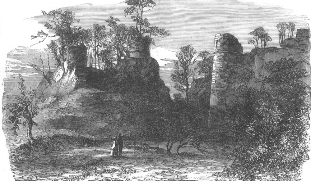 Associate Product SHROPS. The Red Castle, Hawkstone Park, antique print, 1854