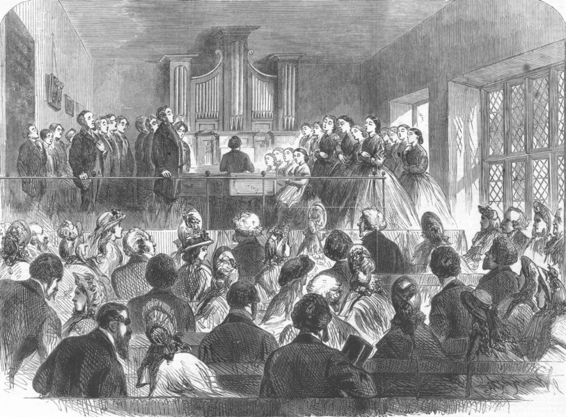 Associate Product YORKS. Concert given by inmates of Blind Asylum, antique print, 1864