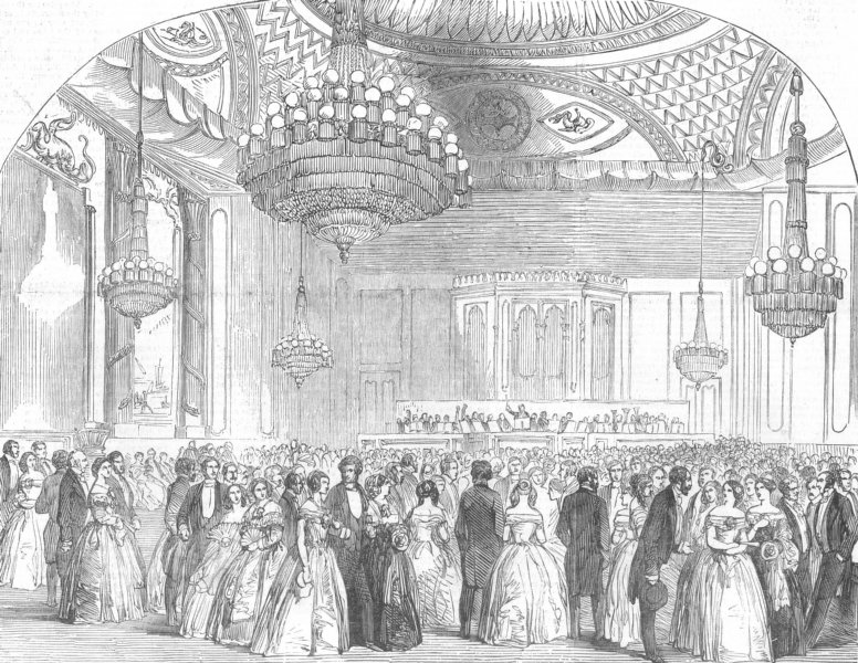 Associate Product SUSSEX. ball, Brighton Pavilion(Music-Room), antique print, 1851