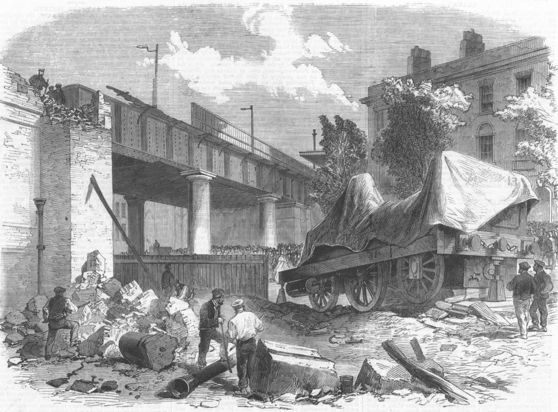 Associate Product LONDON. accident, North London Railway, antique print, 1864