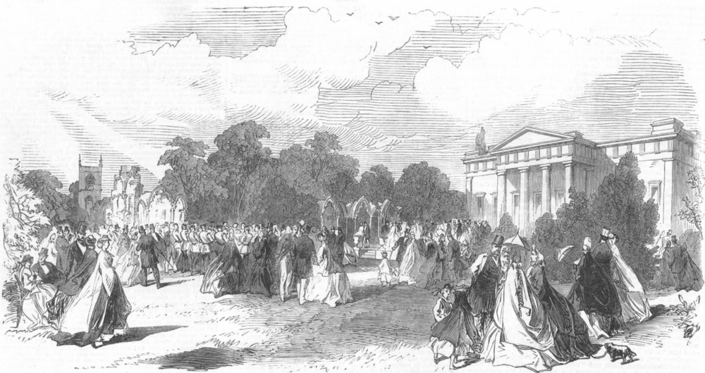 Associate Product YORKS. Band playing, Philosophical Soc's grounds, antique print, 1864